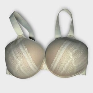 Spanx Bra-llelujah! Illusion‎ Lace Full Coverage Bra Linen Champagne Sz 38DD 38E